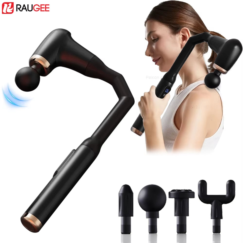 Fascia Gun Portable Massage Gun Deep Tissue with Extended Handle U-Shaped Back Massager Body Massager for Neck Shoulder Back Leg